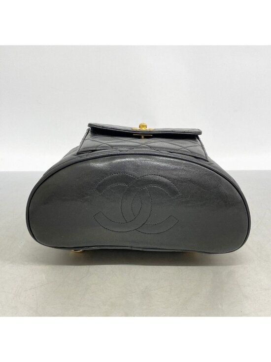 Chanel Backpack Quilted Lambskin Black Gold main image 7